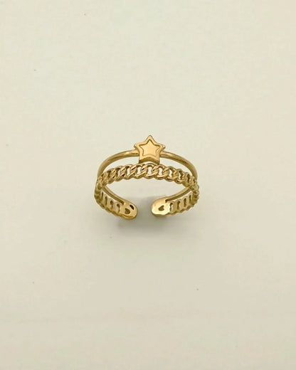Double row star cuff ring - Diatoms