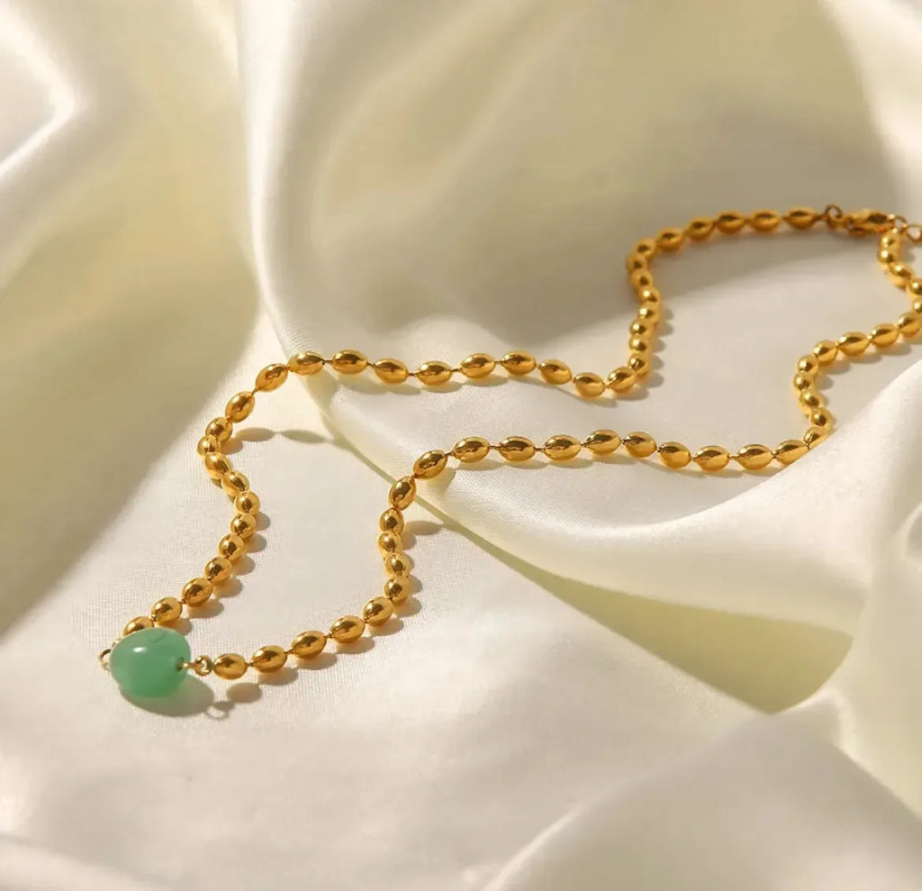Luxy Emerald Pearly Necklace - Diatoms