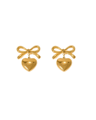 Heart Shape Bow Knot Drop Earrings