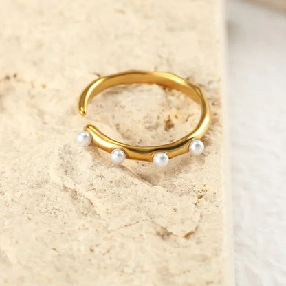 Pearl Orbit Gold Ring