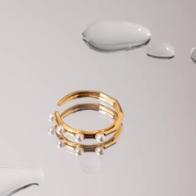 Pearl Orbit Gold Ring