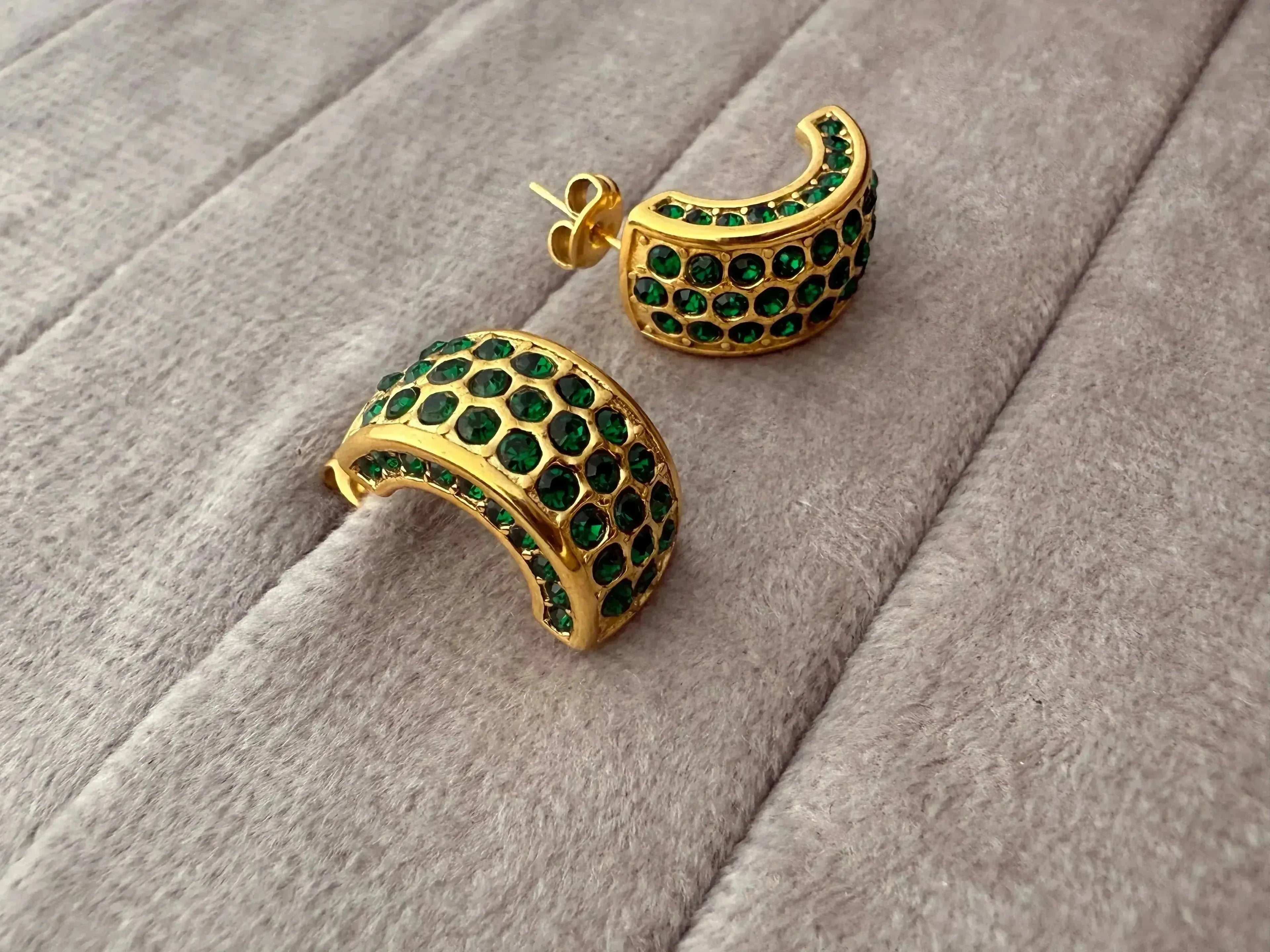 American Greenstone Studs Earrings - Diatoms