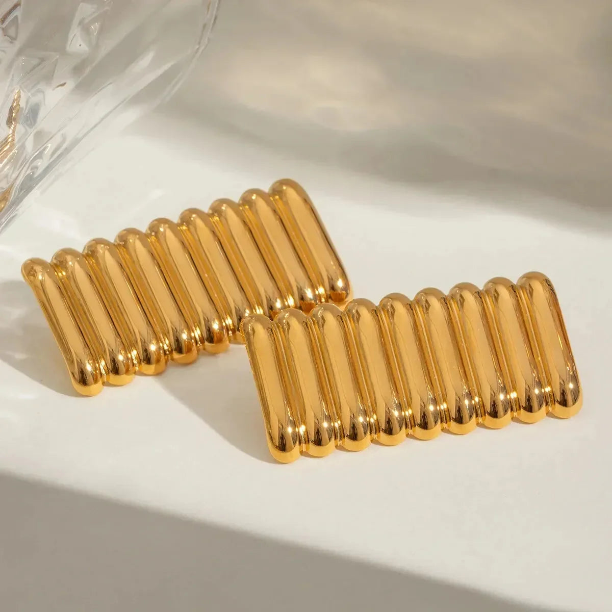 French Fusion Square Earrings - Diatoms