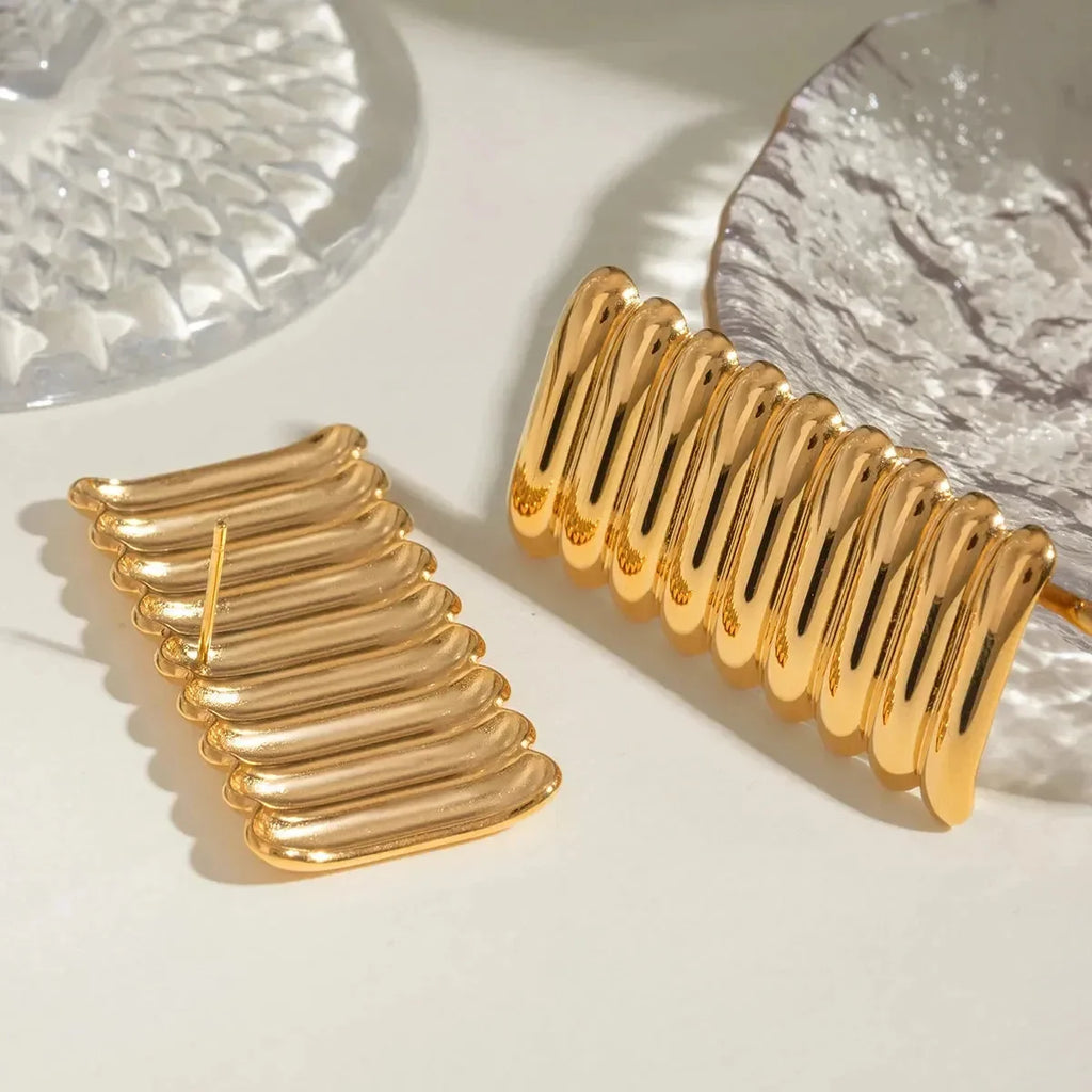 French Fusion Square Earrings - Diatoms