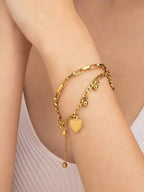 Bohemian Style Double Layered Heart Bracelet - Diatoms