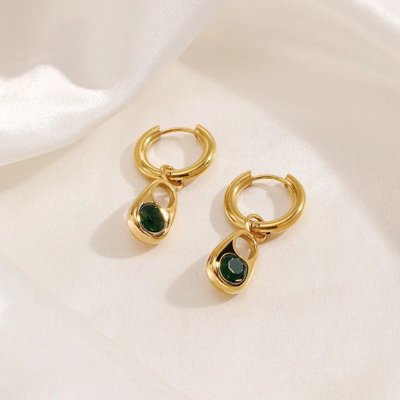 Opulent Green Gold Earrings