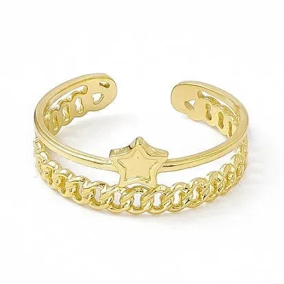 Double row star cuff ring - Diatoms