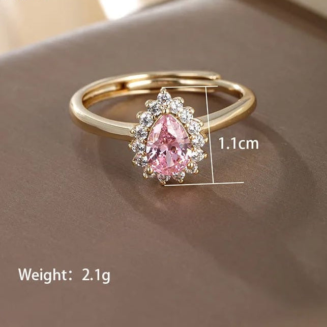 Pink Princess Teardrop Adjustable Ring