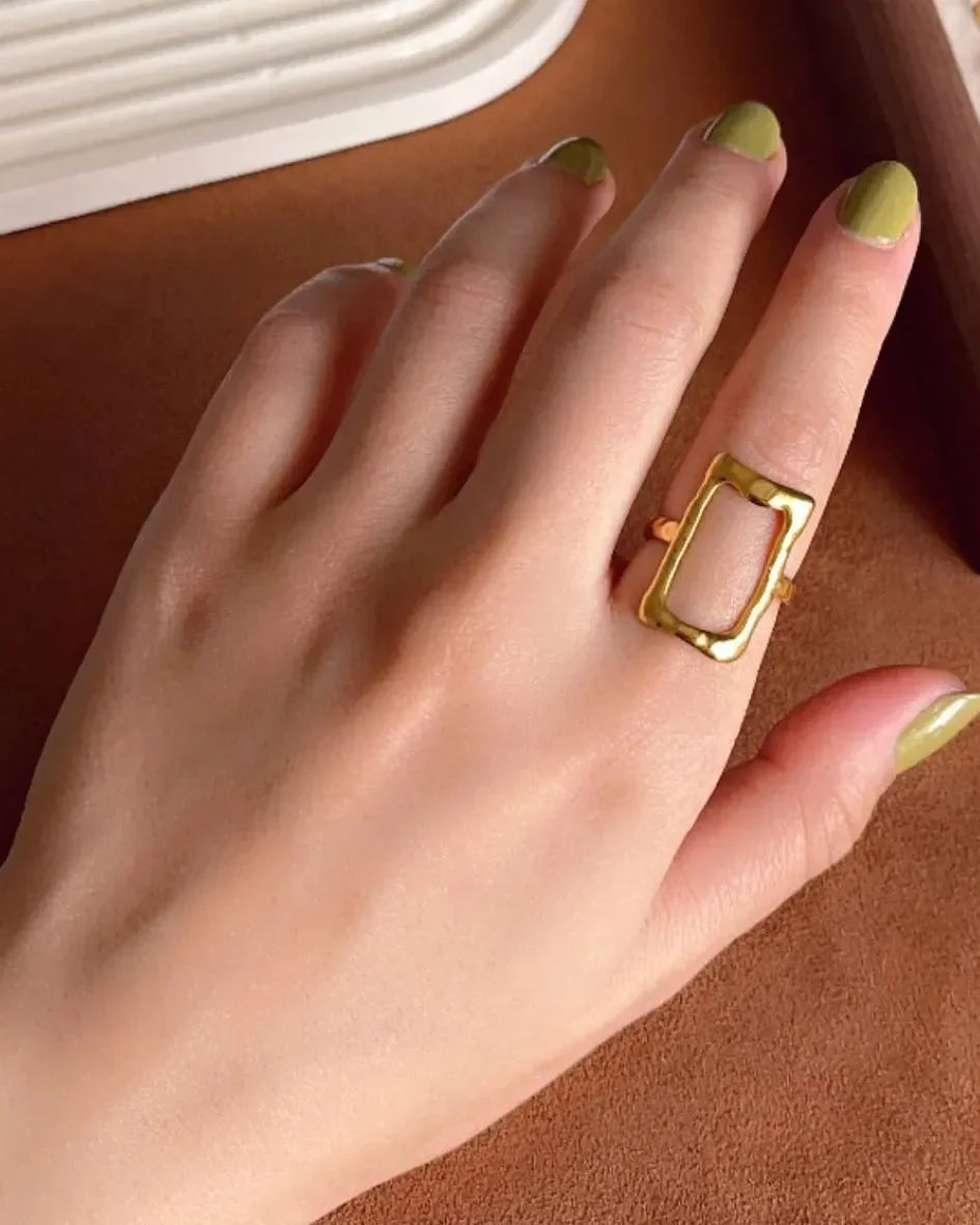 Luxy Rectangle Adjustable ring - Diatoms