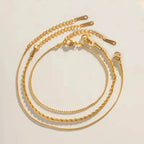 Three Sleek Chain Gold Bracelet - Diatoms