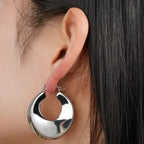 Silver Crescent Shaped Stud Earrings - Diatoms