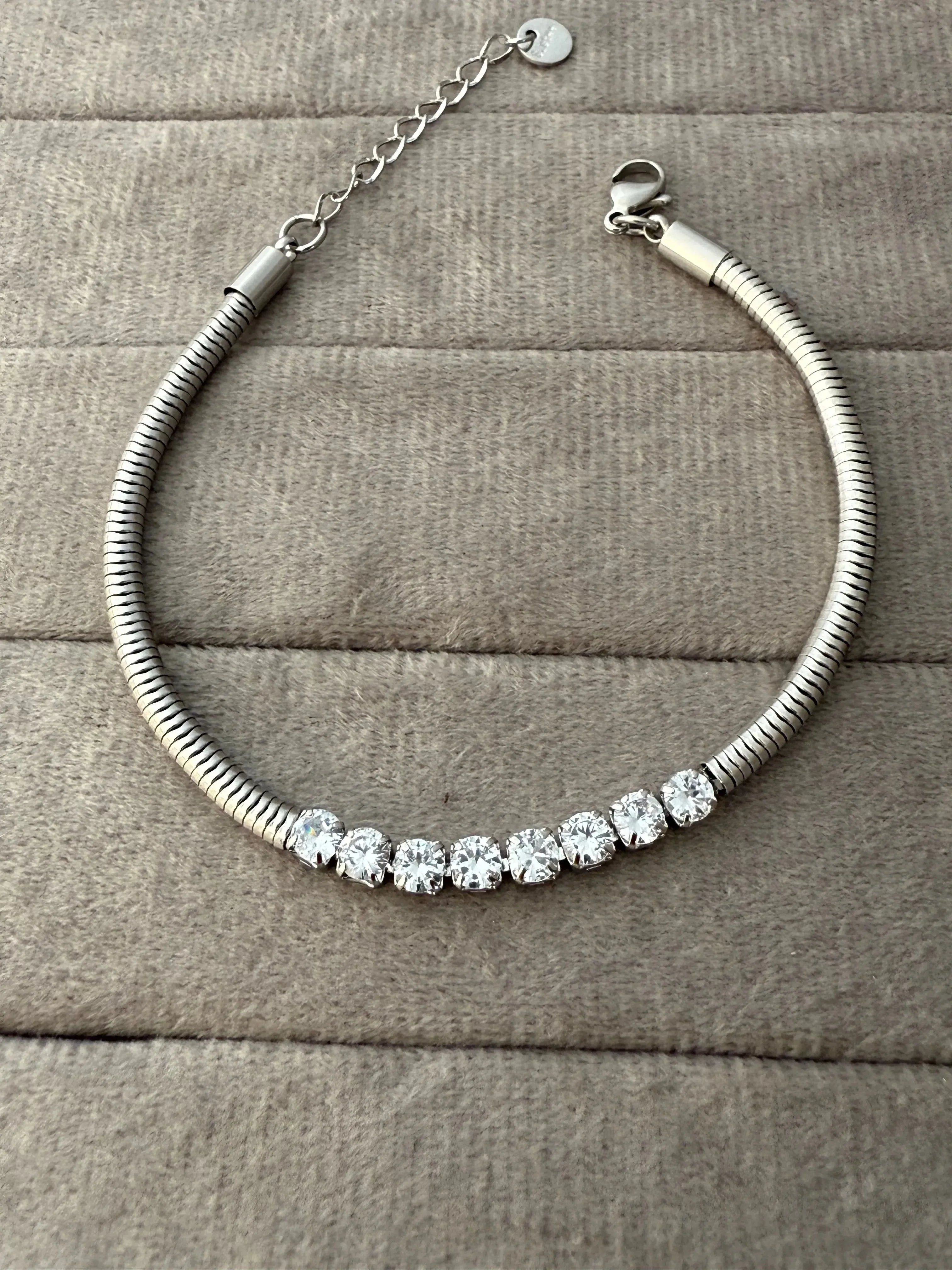 Starlit Grace Silver Bracelet - Diatoms