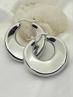 Silver Crescent Shaped Stud Earrings - Diatoms