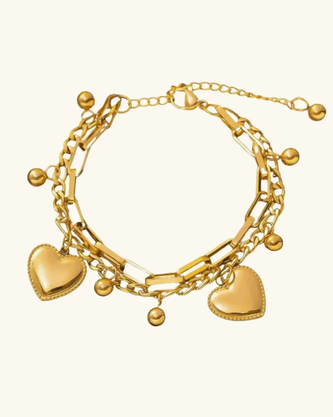 Bohemian Style Double Layered Heart Bracelet - Diatoms