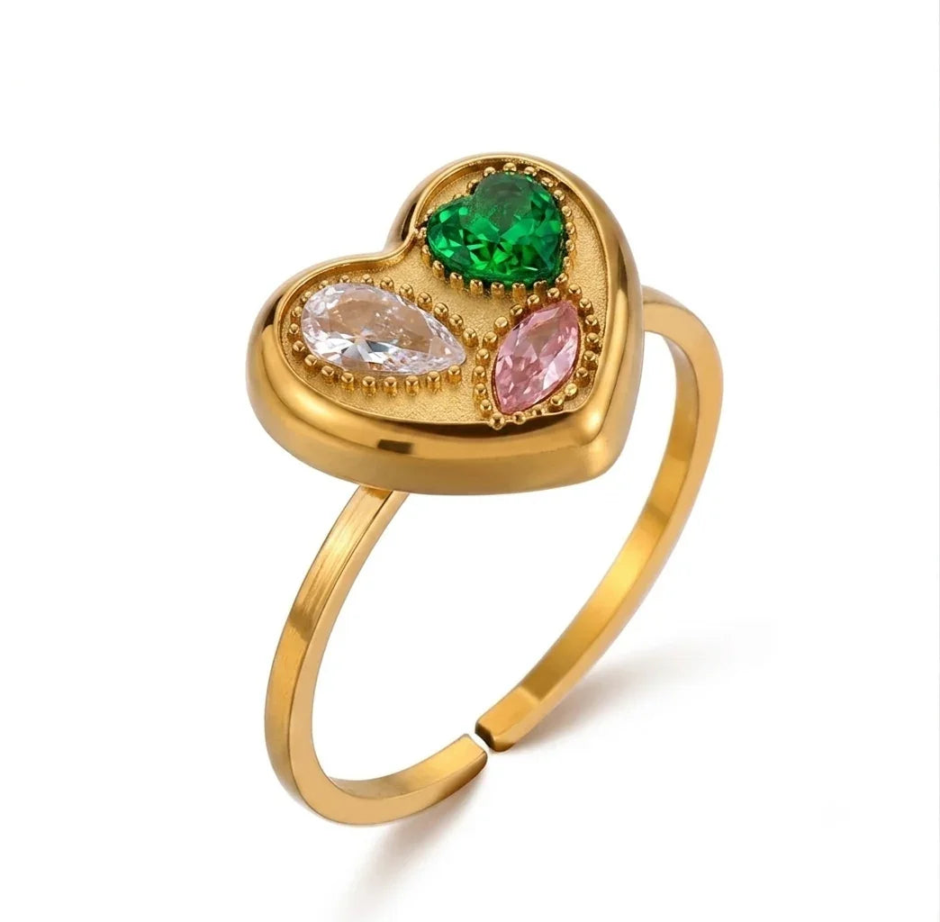 Tri-Gem Amour Ring