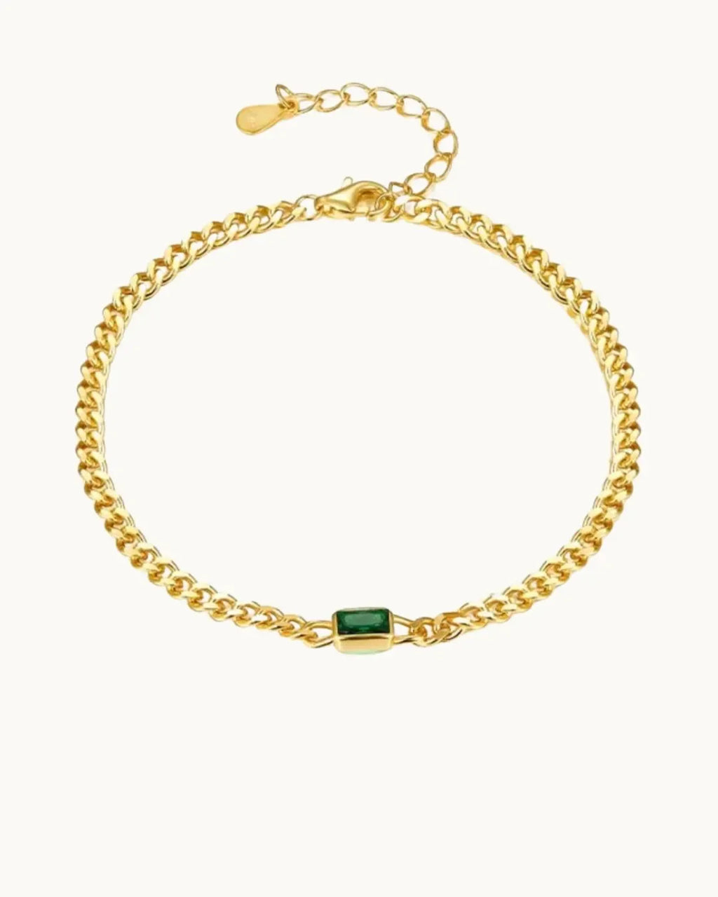 Golden Green Stone Elegance Bracelet - Diatoms