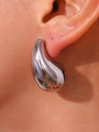 Silver Droplets Stud Earrings - Diatoms