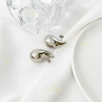 Silver Droplets Stud Earrings - Diatoms