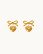 Heart Shape Bow Knot Drop Earrings - Diatoms