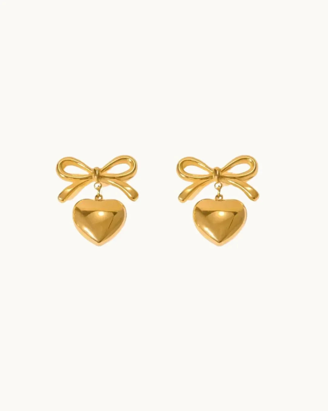 Heart Shape Bow Knot Drop Earrings - Diatoms