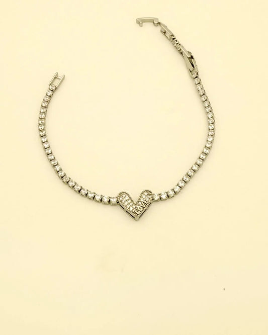 Loveheart Silver Whitestone Bracelet - Diatoms