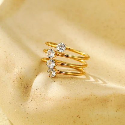 Spiral Luxy American Diamond Golden Ring