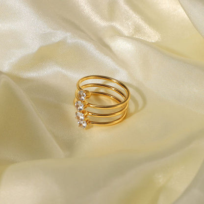 Spiral Luxy American Diamond Golden Ring