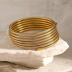 Sleek Spiral Gold Bracelet - Diatoms