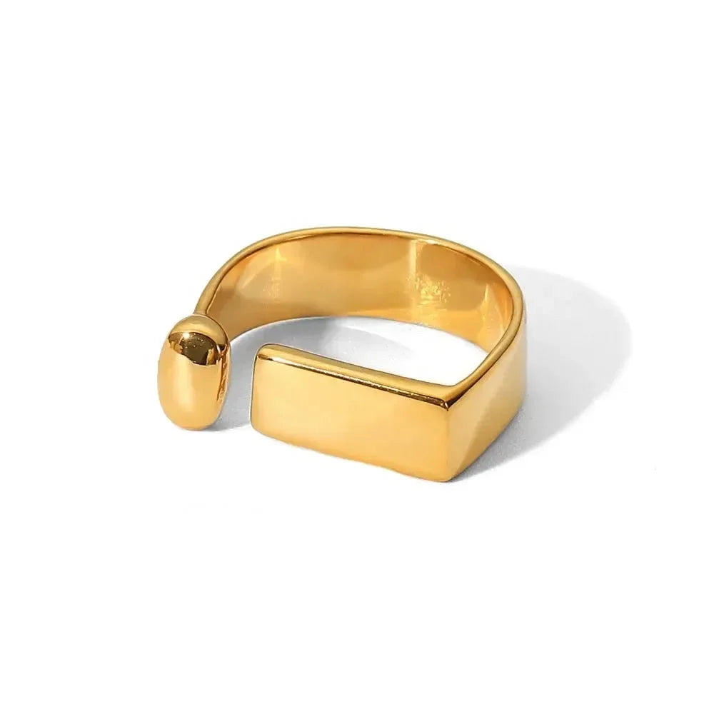 Luxe Squared Gold Ring - Diatoms