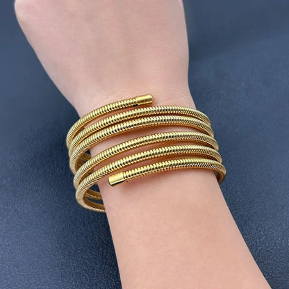 Sleek Spiral Gold Bracelet