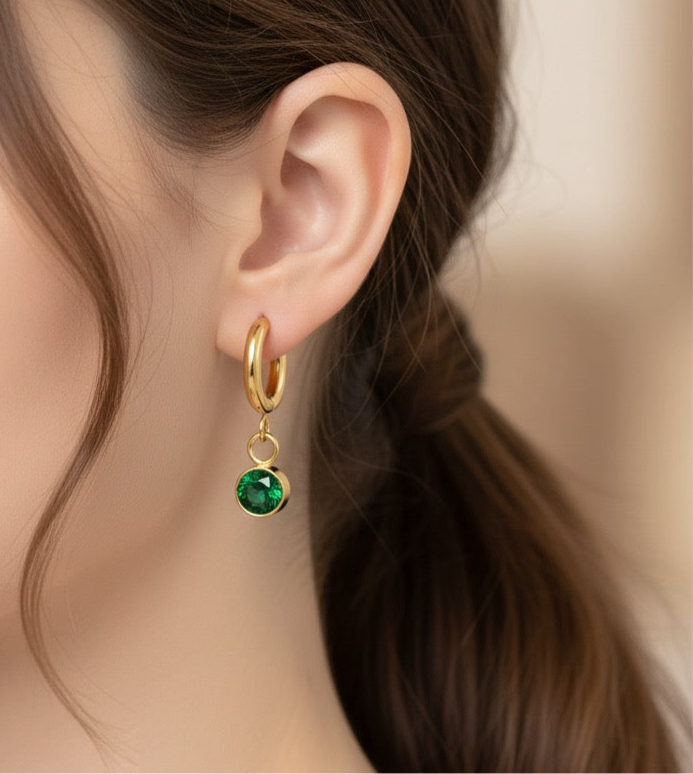 Green Zircon Drop Earrings