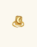 Luxe Waning Crescent Moon Gold Ring - Diatoms