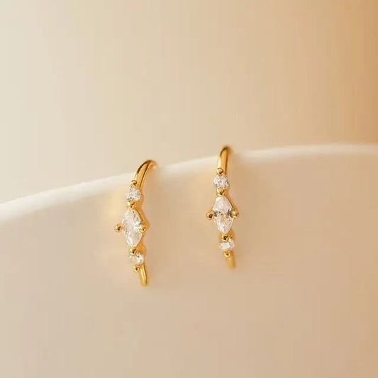 U Shaped Diamond Mini Studs Earrings