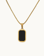 Black Enamel Gold Plated Necklace - Diatoms