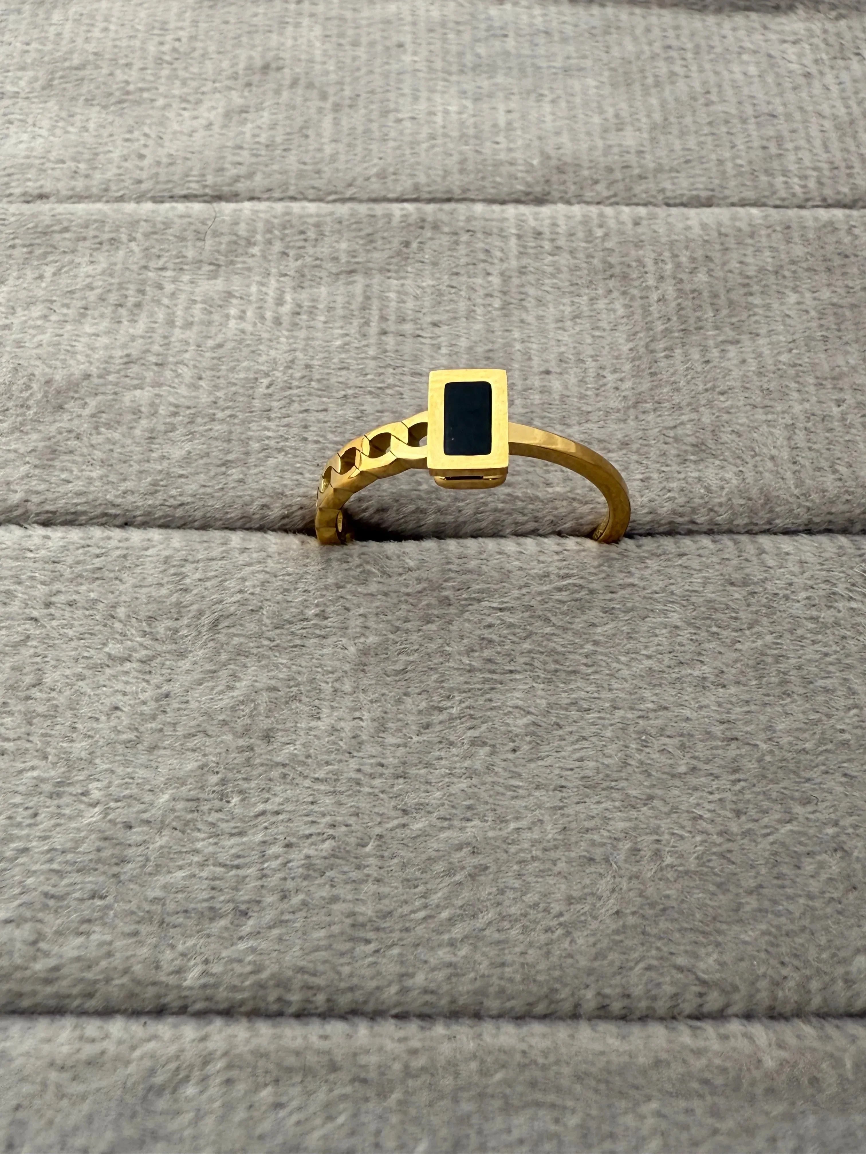 Black Charm Ring - Diatoms
