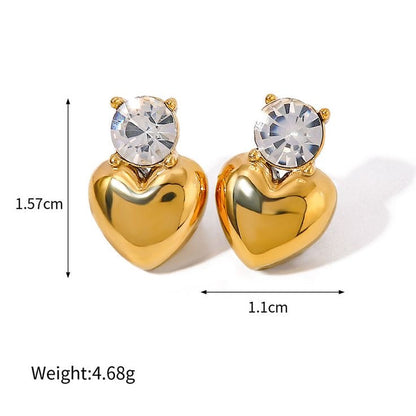 Zircon Sweetheart Shaped Stud Earrings