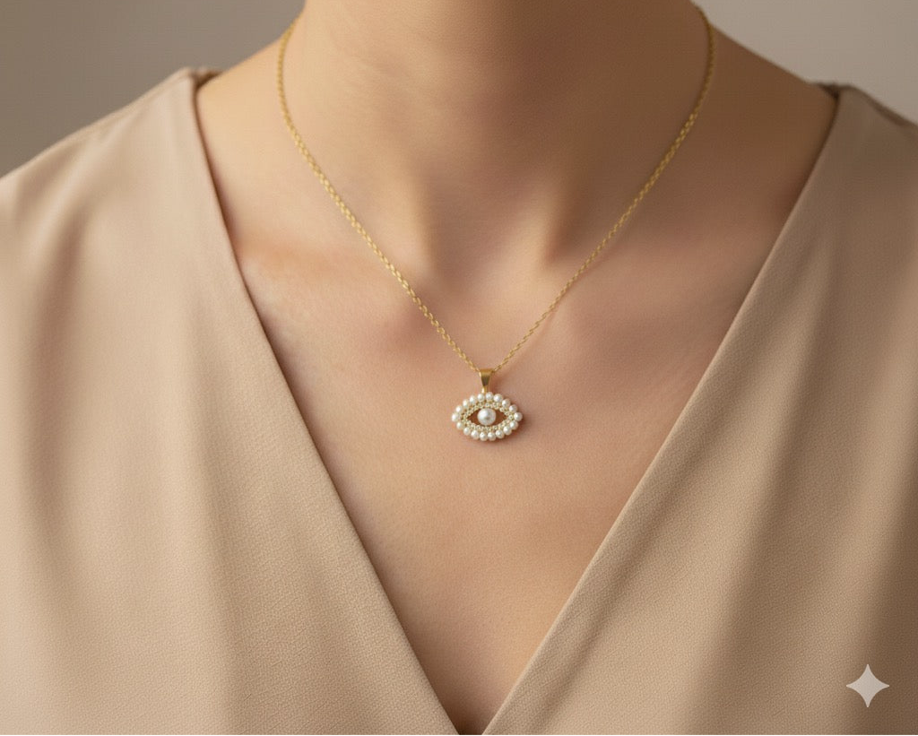 Evil's Eye Pearl Zircon Pendant
