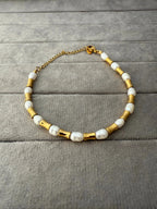 Goldtone Contemporary Pearl Bracelet - Diatoms