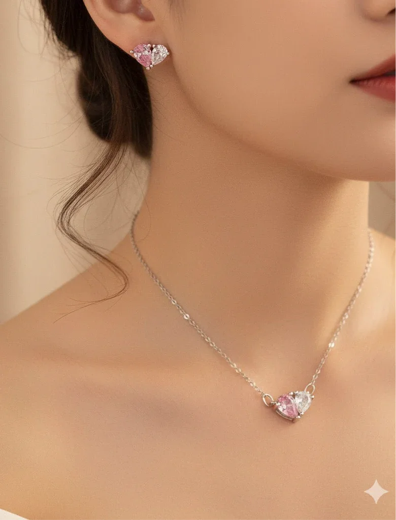 Diatoms Aura Heart Pendant & Studs