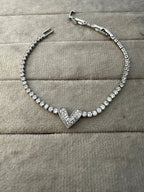 Loveheart Silver Whitestone Bracelet - Diatoms
