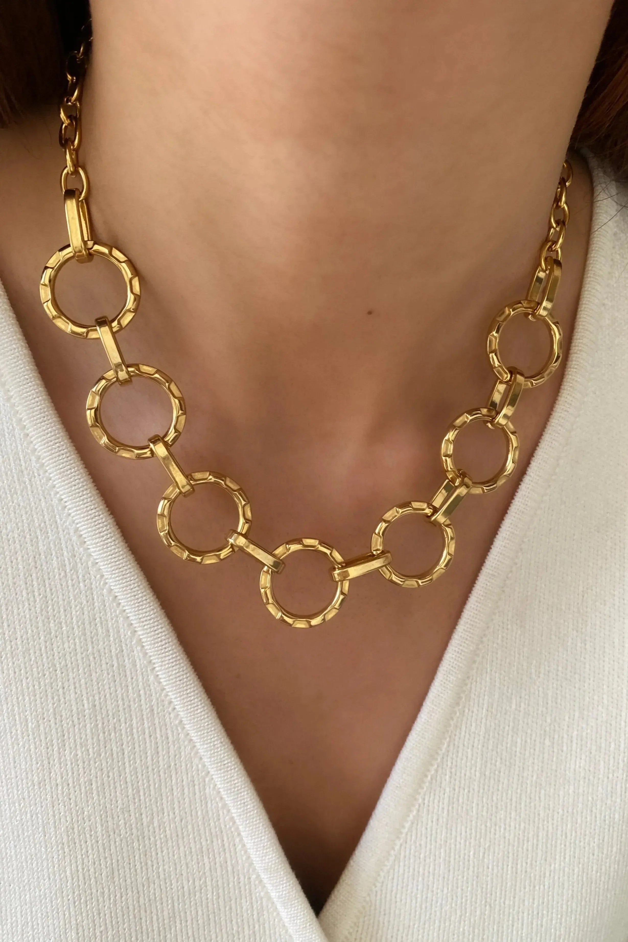 Open Circle Statement Necklace - Diatoms
