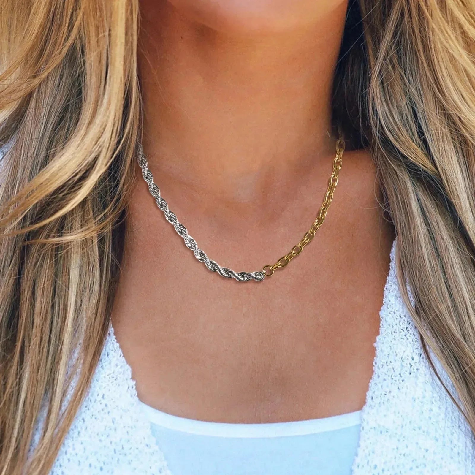 Luxy Two Tone Necklace - Diatoms