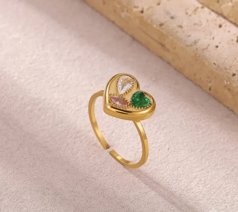Tri-Gem Amour Ring