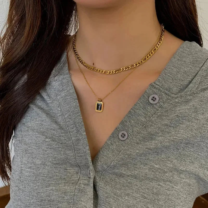 Black Meridian Double Layered Necklace - Diatoms