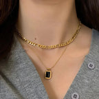 Black Meridian Double Layered Necklace - Diatoms