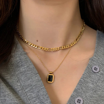 Black Meridian Double Layered Necklace