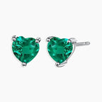 Heart Shaped Green Stone Studs - Diatoms