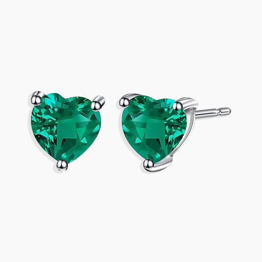 Heart Shaped Green Stone Studs