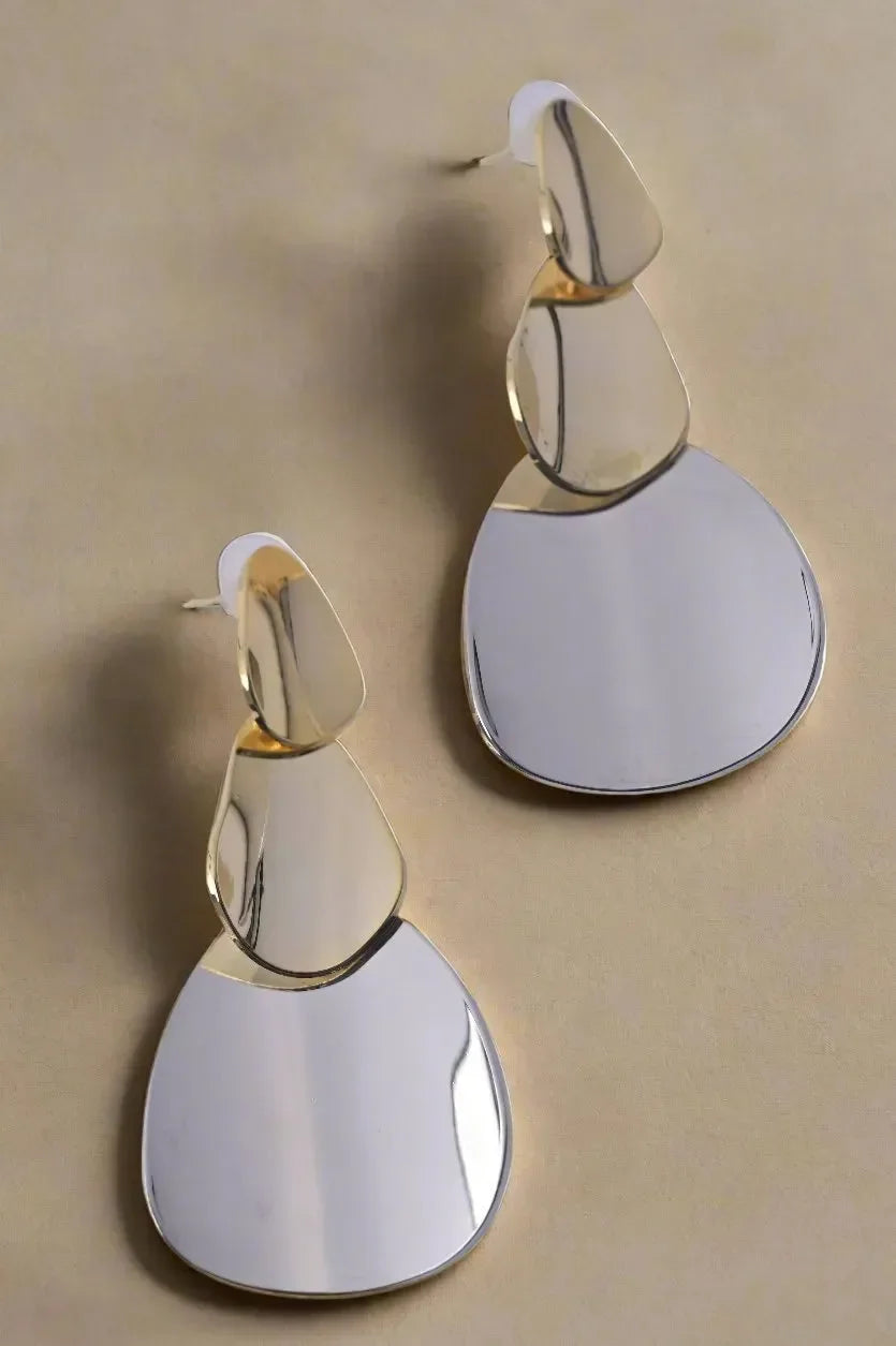 Chunky Gold Statement Silver Earrings - Diatoms