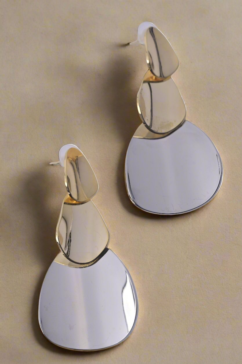 Chunky Gold Statement Silver Earrings